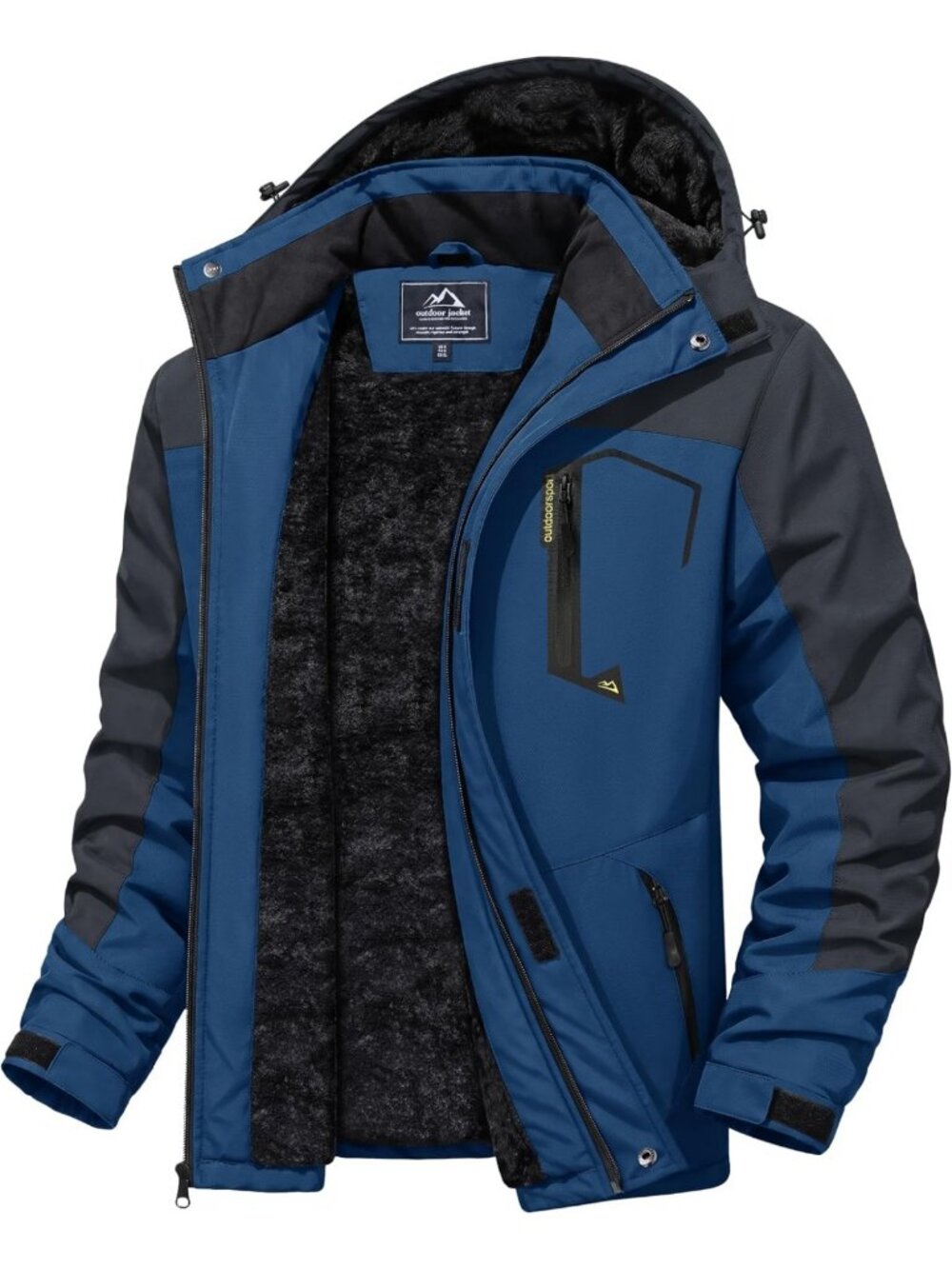 Water-Resistant Men's Winter Ski Jacket | Warm Fleece Parka with Hood & Pockets